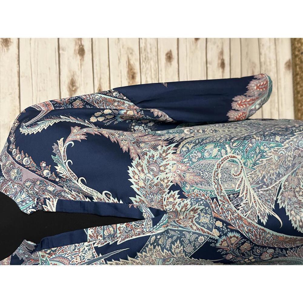 Zara multicolored satin V-neck kimono sleeve tunic Size Small - Picture 3 of 6